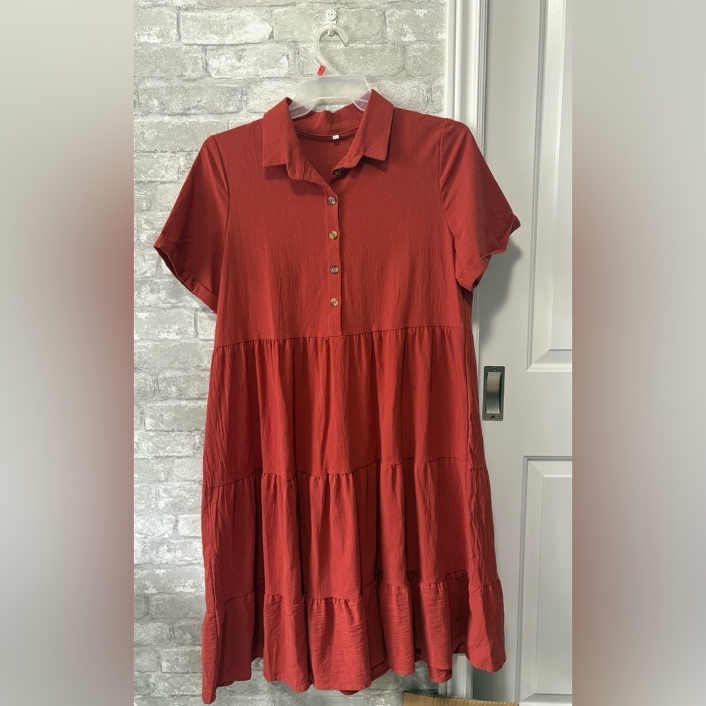 NWT XL dress in burnt orange - PTP is 21.5  beautiful flowy easy dress  NWT